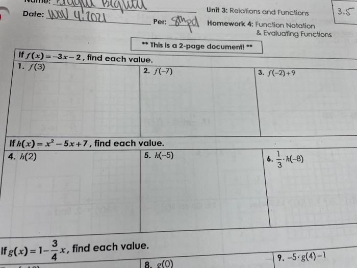 Domain range relation functions function values relations answer