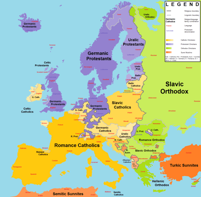 Religions in europe around 1600 map