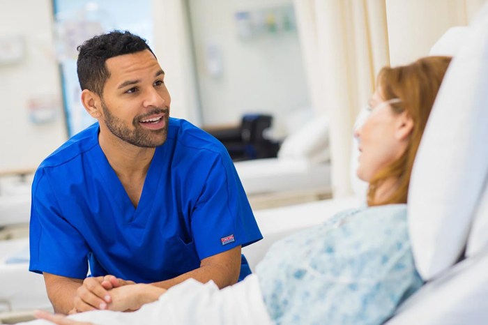 A nurse is providing instructions about bowel cleansing with polyethylene